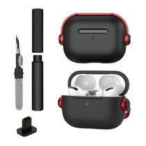 Kit Limpador para Fones e Capa Protetora de Silicone Nerdcase Compatível com AirPods Pro 3, Music Preto e Vermelho Kit Limpador para Fones e Capa Protetora de Silicone Nerdcase Compatível com AirPods Pro 3, Music Preto e Vermelho