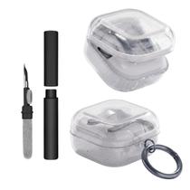Kit Limpador para Fones e Capa Protetora de Silicone Nerdcase Compatível com Samsung Galaxy Buds 4, Buds 4 Pro, Transparente com Glitter