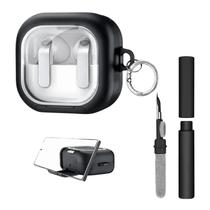 Kit Limpador para Fones e Capa Protetora Glass Nerdcase Compatível com Galaxy Buds 4, Preta e Transparente, Com Suporte Adaptado Kit Limpador para Fones e Capa Protetora Glass Nerdcase Compatível com Galaxy Buds 4, Preta e Transparente, Com Suporte Adaptado