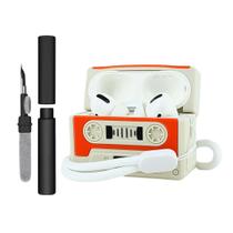 Kit Limpador para Fones e Capa Protetora Nerdcase Compatível com AirPods Pro 1 e 2, Fita Cassete Retrô