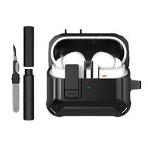 Kit Limpador para Fones e Capa Protetora Nerdcase Compatível com Samsung Galaxy Buds 3, Buds 3 Pro, Buds3 Fe, Resistente Preta