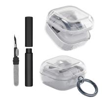 Kit Limpador para Fones e Capa Protetora Nerdcase Compatível com Samsung Galaxy Buds 4, Silicone, Transparente com Argola