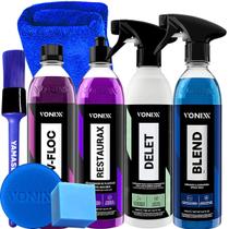 Kit Limpar Carro Moto Caminhão Lava Autos V-Floc Renovador Restaurax Limpador Delet Blend Cera Liquida Spray