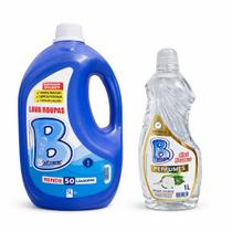 Kit Limpeza 01 Lava Roupas Líquido 5L e 01 Limpador Perfumado Chá Branco 1L Cheiro de Hotel 5 Estrelas