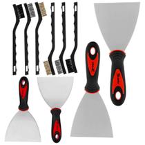 Kit Limpeza - 2 Un Escova Manual Aco Jg 03 Pc, 2 Un Espatula Limpeza Inox 10Cm E 2 Un Espatula Limpeza Inox 12Cm - MTX