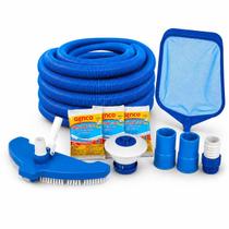 Kit Limpeza 3-10 M Mangueira AZ 38mm+Clorador+3 Pastilha+2 Ponteira AZ+1 Adaptador AZ/BR+1 Asp. Jumbo Escova+1 Peneira Plástica