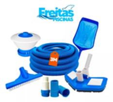 Kit Limpeza Acessorios Para Piscina Fibra Vinil Alvenaria