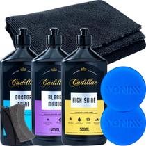 Kit Limpeza Automotiva Cadillac Shampoo High Shine Revitalizador Doctor Shine Pneu Pretinho Black Magic