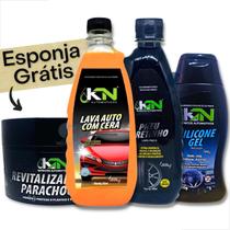Kit Limpeza Automotiva Carro e Moto Shampoo Pretinho SIlicone Revitalizador de Parachoque