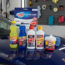 Kit limpeza automotiva - cera - pretinho - cera carnaúba - shampoo - silicone - pano de microfibra Kit limpeza automotiva - cera - pretinho - cera carnaúba - shampoo - silicone - pano de microfibra