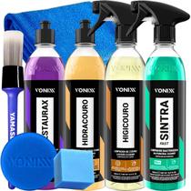 Kit Limpeza Automotiva Completa Limpeza E Hidratação do Couro Limpeza E Revitalização dos Plasticos Vonixx