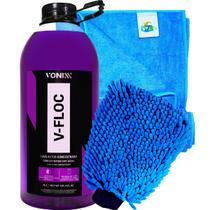 Kit Limpeza Automotiva Completa Shampoo Lava Autos Neutro V-Floc + Luva de Microfibra + Toalha de Secagem - Vonixx