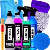 Kit Limpeza Automotiva Completa Shampoo V-Floc Limpador Sintra Fast Cera Blend Spray Revitalizador Intense Toalha Secagem Luva Vonixx