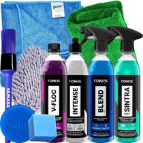 Kit Limpeza Automotiva Completa Shampoo VFloc Limpador Sintra Fast Cera Blend Spray Revitalizador Intense Toalha Secagem Luva Vonixx