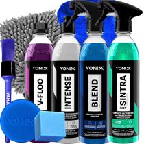 Kit Limpeza Automotiva Revitalizador Intense Limpador Sintra Fast Shampoo V-Floc Cera Liquida Blend Spray Secagem JS Vonixx