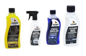 Kit Limpeza Automotiva Shampoo Cera Pretinho Silicone Gel
