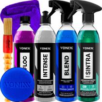 Kit Limpeza Automotiva Shampoo V-Floc Revitalizador Intense Limpador Sintra Fast Cera Liquida Blend Spray Vonixx
