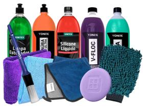 Kit Limpeza Automotiva Vonixx c/ Flanela Luva Aplicador Kit Limpeza Automotiva Vonixx c/ Flanela Luva Aplicador