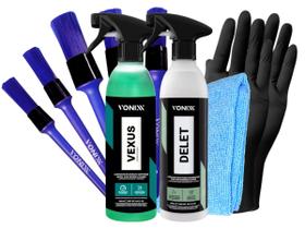 Kit Limpeza Automotiva Vonixx Vexus Delet Pincéis e Flanela