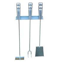 Kit limpeza churrasqueira rastelo + pa e garfo 49 cm