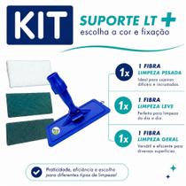 Kit Limpeza Completa 3 em 1 Suporte LT + Fibras Bucha Esponja Abrasiva Verde Limpeza Leve e Pesada Modelo:Suporte Azul d Kit Limpeza Completa 3 em 1 Suporte LT + Fibras Bucha Esponja Abrasiva Verde Limpeza Leve e Pesada Modelo:Suporte Azul d