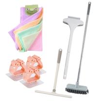 Kit Limpeza Completa Vassoura Rodo Suportes Flanela Multiuso