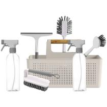 Kit Limpeza Cozinha Organizador Escovas Borrifador Spray Completo Caixa 7 Peças Kit Limpeza Cozinha Organizador Escovas Borrifador Spray Completo Caixa 7 Peças