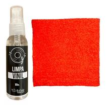 Kit Limpeza De Discos Vinis Com Pano Laranja Neon