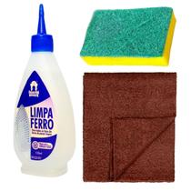 Kit Limpeza de Ferro Passar Roupa com Pano Marrom e Esponja Kit Limpeza de Ferro Passar Roupa com Pano Marrom e Esponja