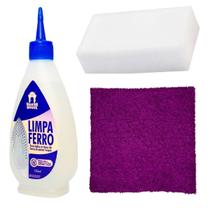 Kit Limpeza de Ferro Passar Roupa Pano Roxo e Esponja