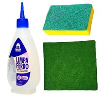 Kit Limpeza De Ferro Passar Roupa Pano Verde E Esponja