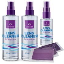 Kit Limpeza de Lentes, Seguro e Sem Perfume, 3 Panos Microfibra, 226ml (x2) e 56ml (x1)