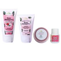 Kit limpeza de pele rosa mosqueta skin care completo Clareador e Hidratante Rosa Rubiginosa
