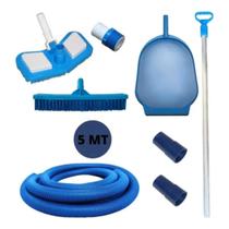 Kit Limpeza de Piscina + Cabo Telescópico 3M + Mangueira 5M