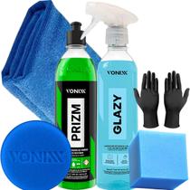 Kit Limpeza de Vidro Eficiente Removedor de Chuva Acida Prizm Limpa e Protege Glazy Vonixx