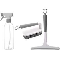 Kit Limpeza Doméstica 3 Peças Borrifador 500ml Rodo Escovão Bege Flow Ou
