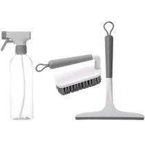 Kit Limpeza Doméstica 3 Peças Borrifador 500ml Rodo Escovão Bege Flow Ou