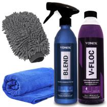 Kit Limpeza e Enceramento Vonixx Cera Carnaúba Blend + Shampoo V-Floc + Microfibra