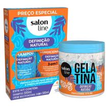 Kit Limpeza e Fixação: Shampoo/Creme Multy e Gelatina Definição Natural Salon Line
