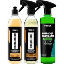 Kit Limpeza e Hidratação De Couro Limpador Multiação 500ml Vonixx