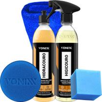 Kit Limpeza e Hidratação do Couro Jaqueta Bota Sofa Carro Moto Caminhão Hidracouro Higicouro Vonixx