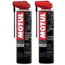 Kit Limpeza e Lubrificação Correntes Motos Competição Alta Performance Desempenho Motul C1 + C4 Chain Clean Lube