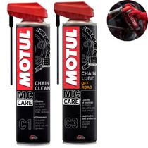 Kit Limpeza e Lubrificação Correntes Motos Off Road Motocross Trilha Trial Rally Motul C1 + C3 Chain Clean Lube