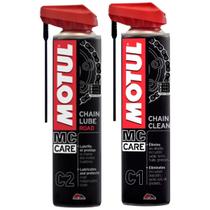 Kit Limpeza e Lubrificação Correntes Motos On Road Estrada Speed Street Naked Motul C1 + C2 Chain Clean Lube