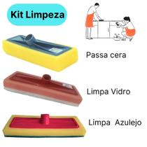 Kit Limpeza Esponja Passa Cera Limpa Vidro Limpa Piso