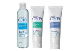 kit limpeza facial Avon Care esfoliante água micelar sabonete gel