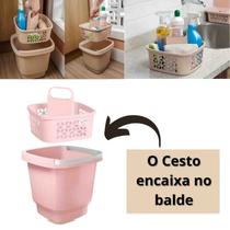 Kit Limpeza Faxina Casa 2 Peças Com Balde E Cesto Funcional Organizador UZ