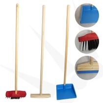 Kit Limpeza Infantil 3 em 1 Vassoura, Rodo e Pá Brincadeira Educativa e Divertida