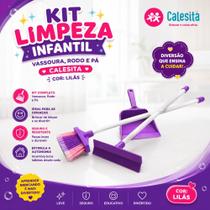 Kit Limpeza Infantil Vassoura, Rodo e Pá Calesita Cor Lilás Kit Limpeza Infantil Vassoura, Rodo e Pá Calesita Cor Lilás
