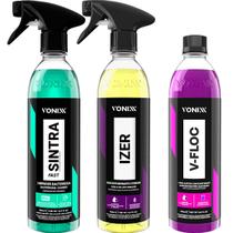 Kit Limpeza Interna e Externa Automotiva Remove Ferrugem Vonixx Sintra + Izer + V-Floc
